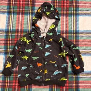 Dinosaur Print Kids Hoodie - Black